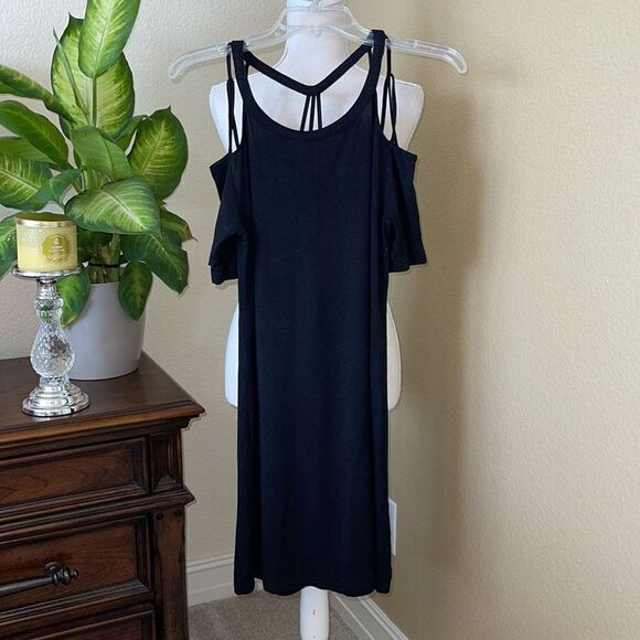 Fabletics Sunburst Black Strappy Mini Dress Small - Picture 3 of 4